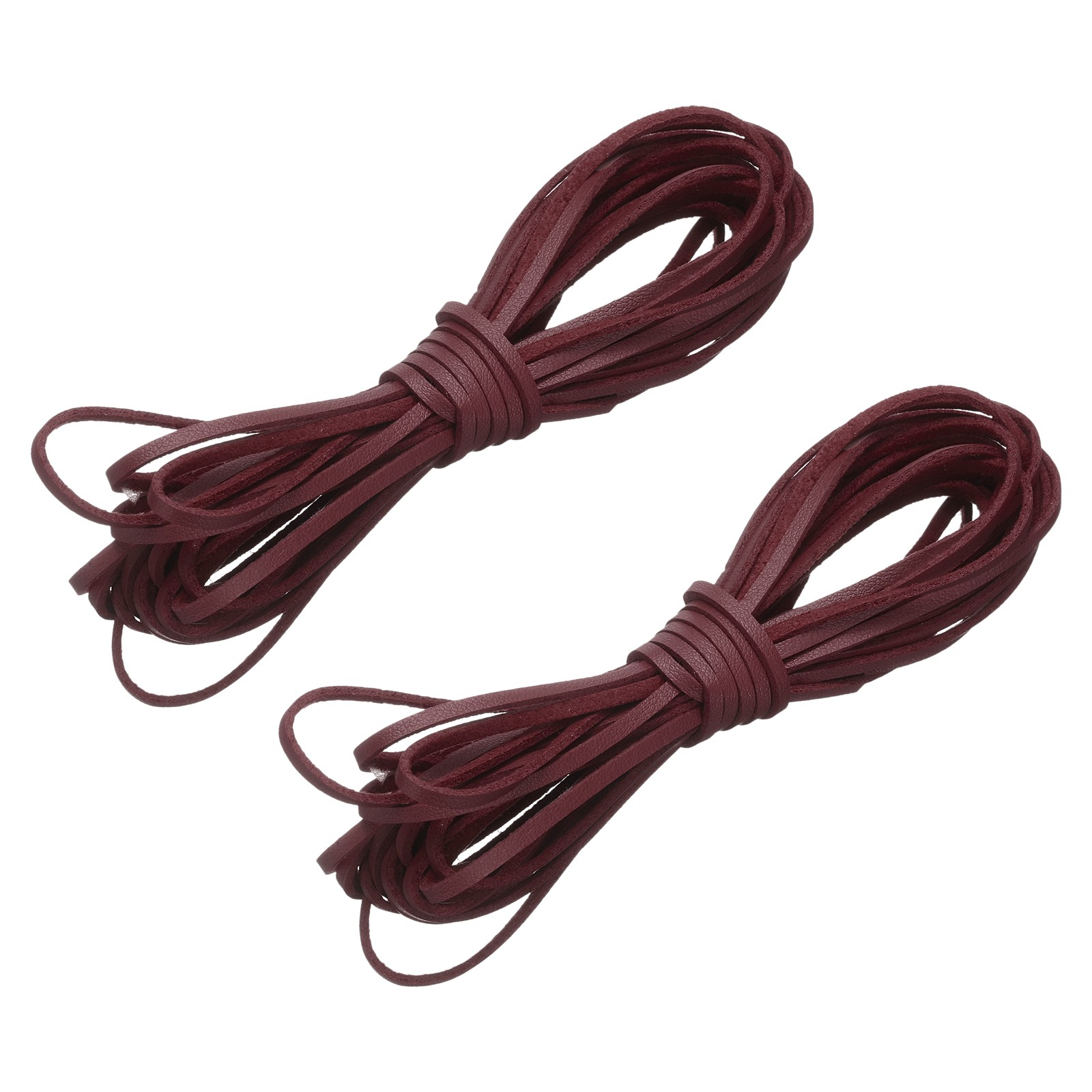 2 Pcs Flat Suede Leather Cord, 5.5 Yards 2.6mm Craft Braid String, Wine Red