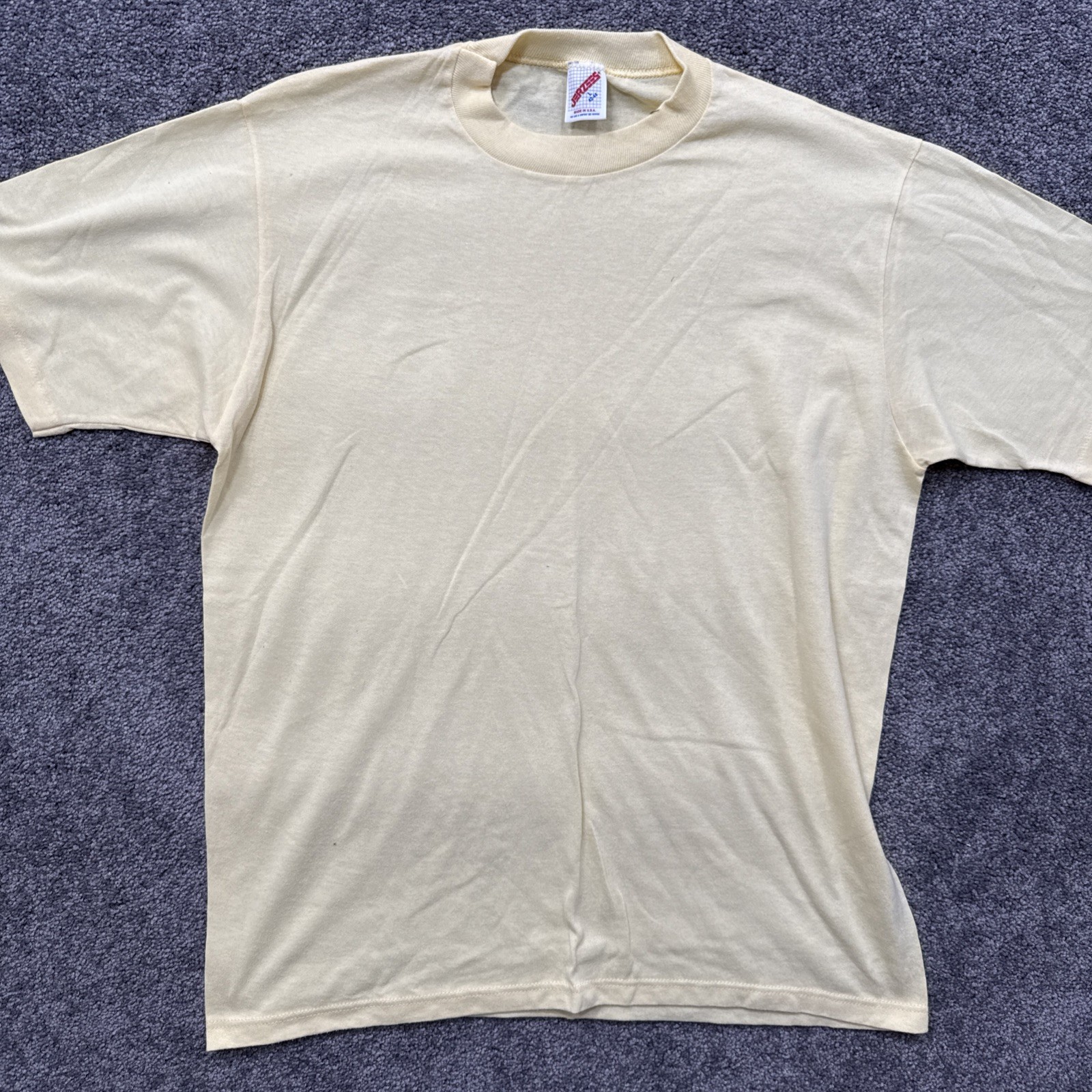 VTG Mens L Jerzees T Shirt Blank Crewneck Single Stitch Made In USA Short Sleeve