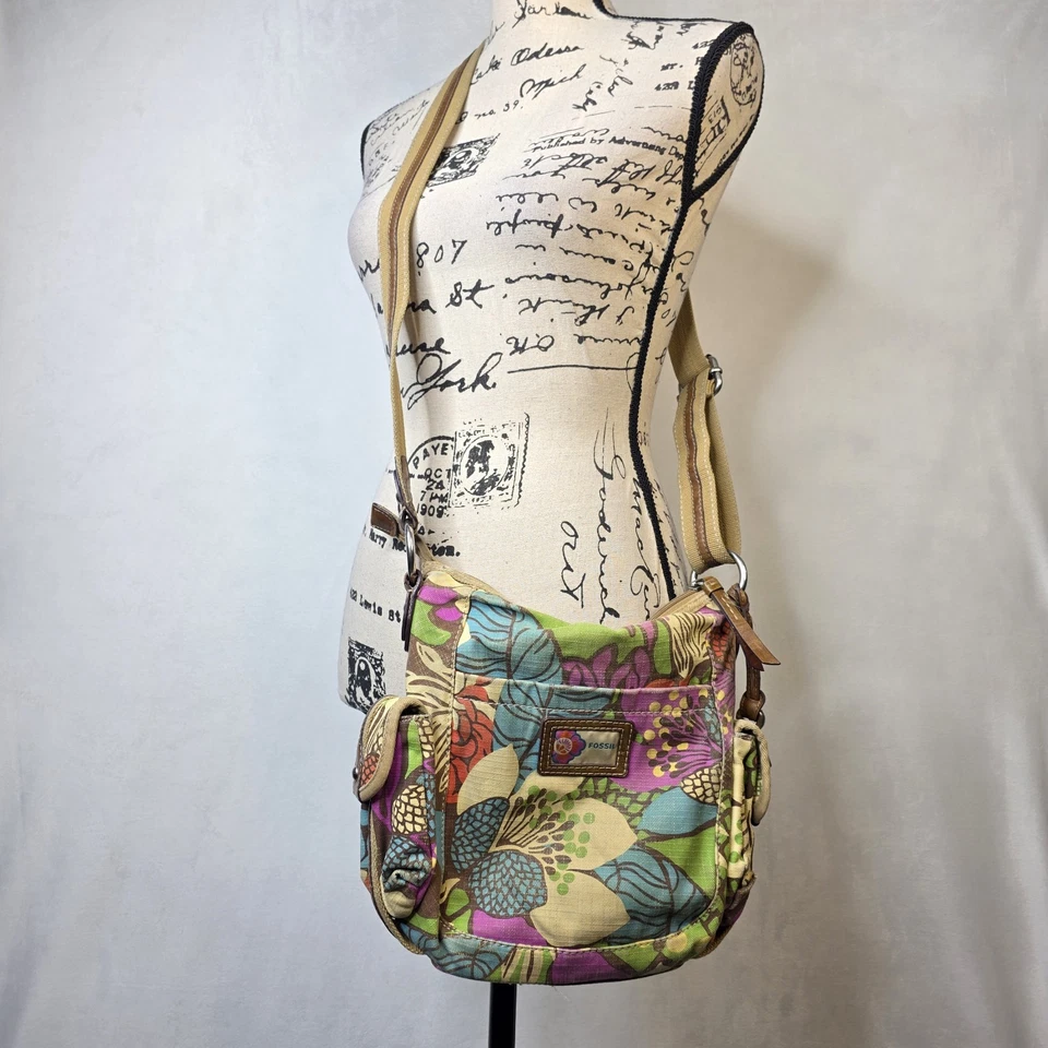 Fossil y2k帆布花卉斜挎包 — 第 2/4 张图片