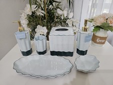 Elegant Kassatex porcelain collection, 6-piece bathroom accessories