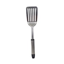 VINTAGE 18/10 PREMIUM STAINLESS STEEL SLOTTED SPATULA – SILVER & BLACK HANDLE