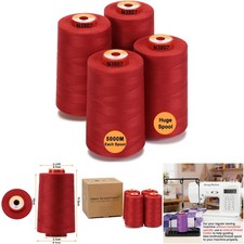 30 Options 4 Large Cones 5500Y Spun Polyester Thread 40S/2 Tex27 Red Serger