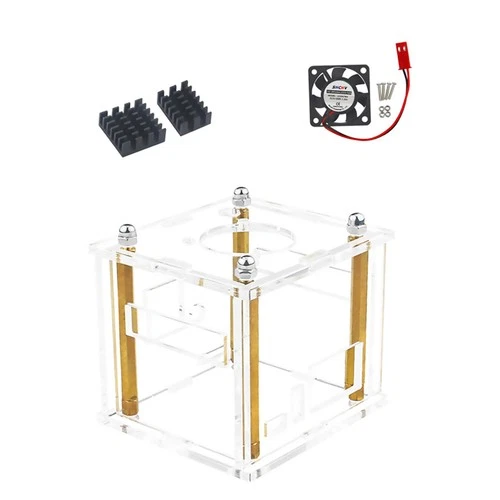 Acrylic Enclosure Clear Shell Case Kit W/ Cooling Fan For Orange Pi Zero 3