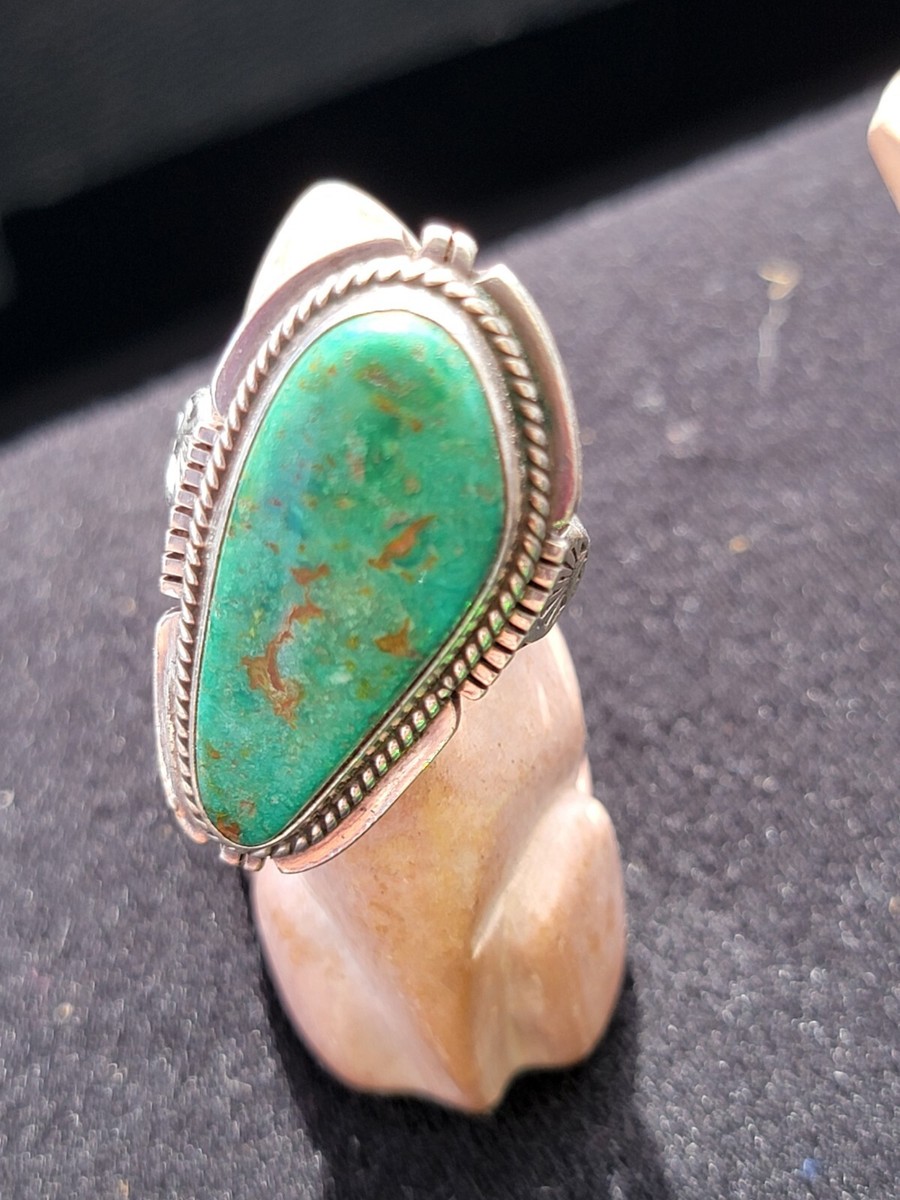 P Sanchez Signed Navajo Ring Turquoise Sterling Silver Ring P Sanchez Signed Navajo Ring Turquoise Sterling Silver Ring