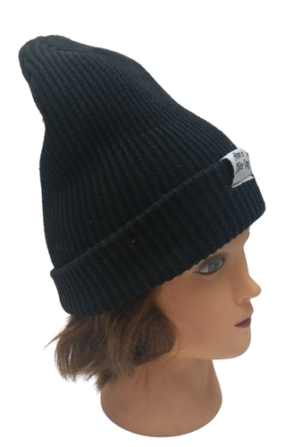 Schwere schwarze Strickmütze "Have A Nice Day" - Bild 3 von 3