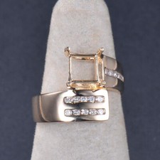 Custom Princess Cut 6mm Ring Semi Mount Natural Diamond Setting 14K Yellow Gold