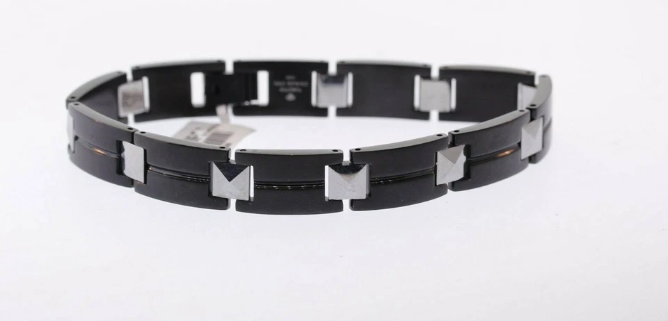 Bracelet En Tungstène Noir Et Acier Inoxydable Pour Homme 10,5 Mm - Photo 4/4