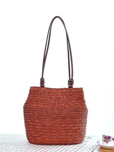 Handmade Women Straw Woven Beach Tote Summer Shoulder Bag Shopping Handbag Green - Picture 12 of 12