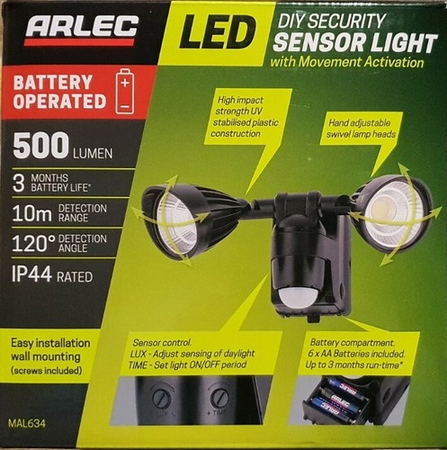 Battery Powered Security Motion Sensor Light LED Light 500 Lumens DIY Install - Picture 2 of 3