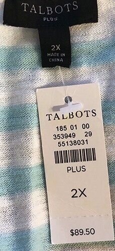 NWT! TALBOTS PLUS BLUE WHITE PINK STRIPED PULLOVER V NECK SHIRT SWEATER TOP 3X ! - Bild 4 von 16