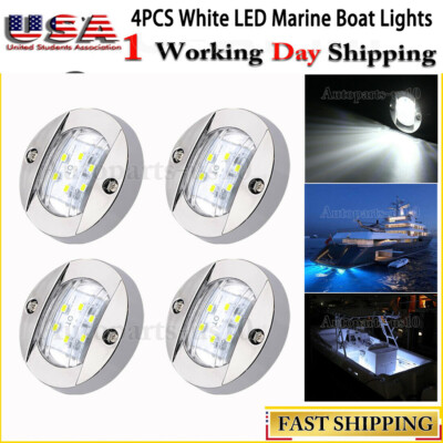 #ad #ad 4X White LED Marine Boat Lights 12V Utility Interior Deck Courtesy Cockpit Light $10.87