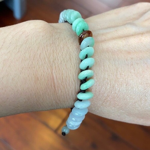 NWOT Round Mini Donut Natural Jade Bangle Bracelet Adjustable - Picture 5 of 12