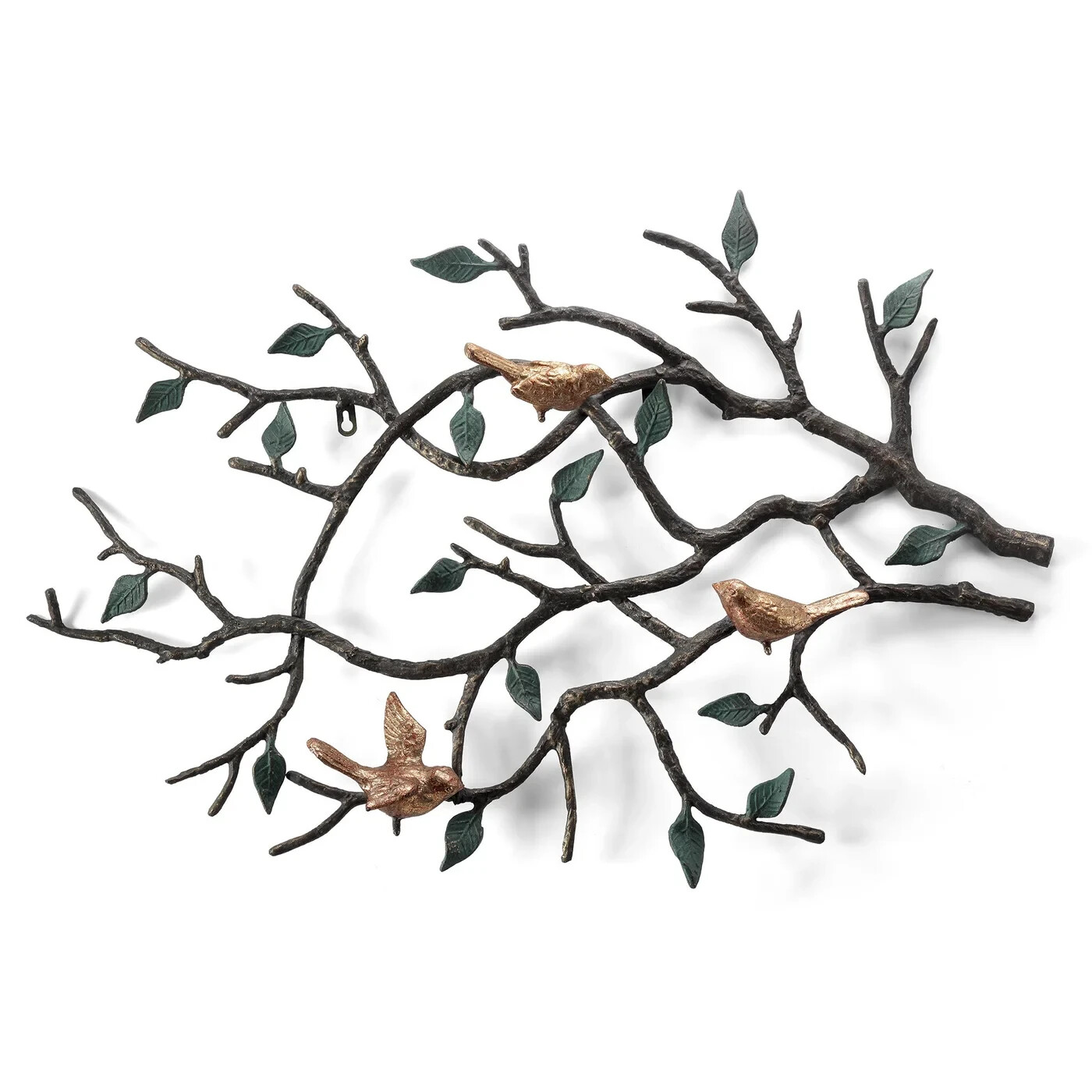 Golden Bird Trio Wall Art Sculpture Hanging Metal Birds 34.5 In ~ SPI Home 51182