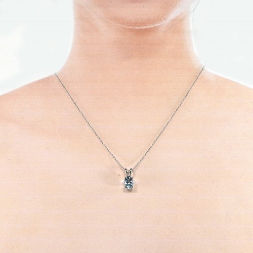 Aquamarine Oval 7x5mm, 0.72 Carat Solitaire Pendant In 14k White Gold (54530) - Picture 5 of 5