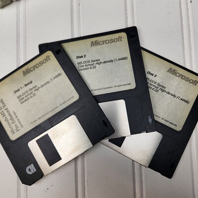 MS-DOS 6.22 + ENHANCED TOOLS FULL VERSION ON THREE 3.5'' FLOPPY DISKS