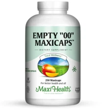 Maxi Health Empty MaxiCaps Vegetable Capsules Double Zero - 250 Vegetable Capsul