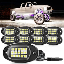 8 Pods Pure White LED Rock Lights Kit, Underbody Underglow LED for Cars & Trucks