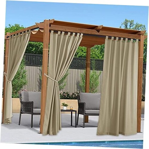 2 Panels=110" Wide Patio Curtains Outdoor Waterproof W55 x L84|2 Panels Taupe