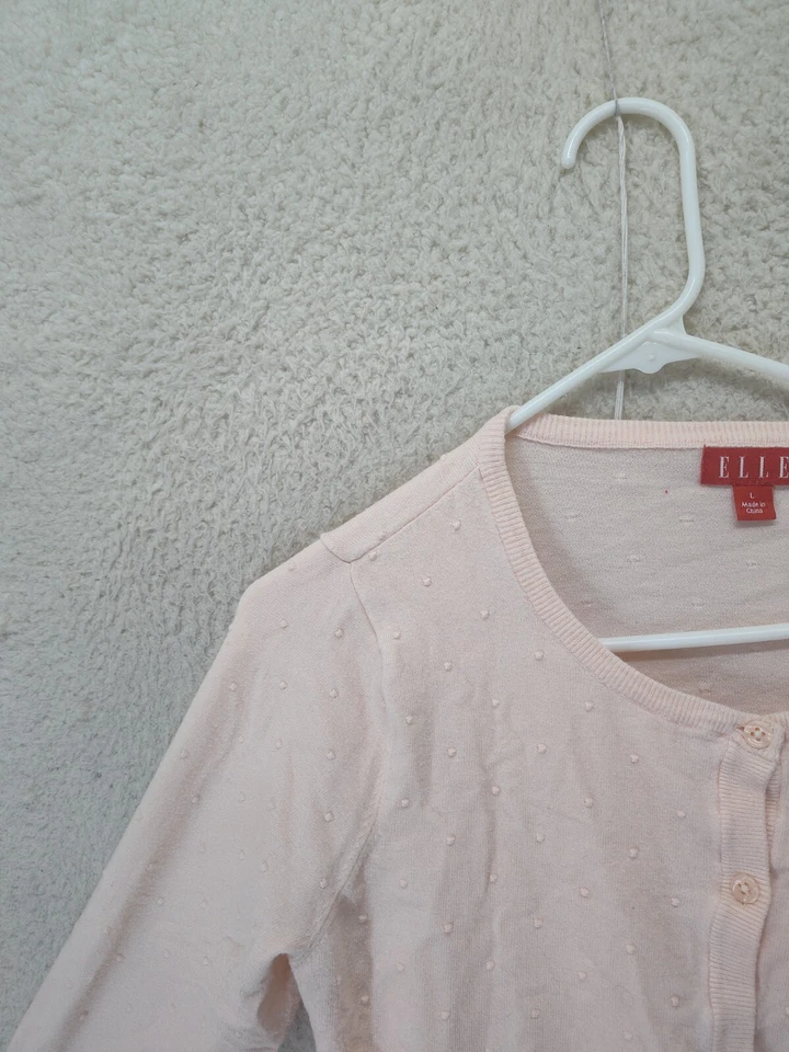 Suéter ELLE Mujer Grande Rosa Mezcla Rayón Manga 3/4 Botón Recortado Cárdigan Foto 2 de 4