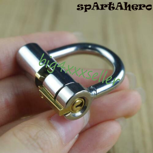 Steel PA Lock Chastity Device Prince Albert Piercing Male Puncture D Rings - Picture 1 of 8