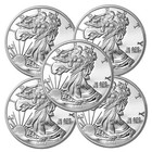Lot of 5 - 1 Troy oz Sunshine Mint Walking Liberty Design .999 Silver Round M...
