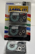 EZ-Label Casio Printer Label It 3 Clear Tape Cartridges Black Ink 18mm XR-18X