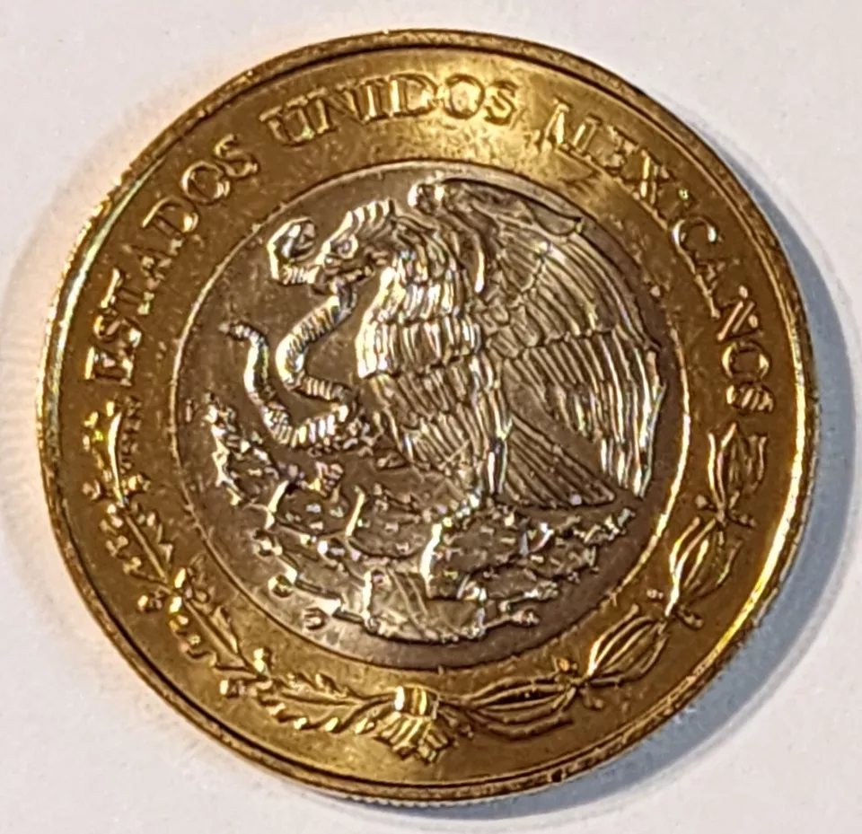MÉXICO 20 PESOS Brillante Moneda 1915-2015 100 Fuerza Aérea Moneda Bimetálica UNC Foto 4 de 4