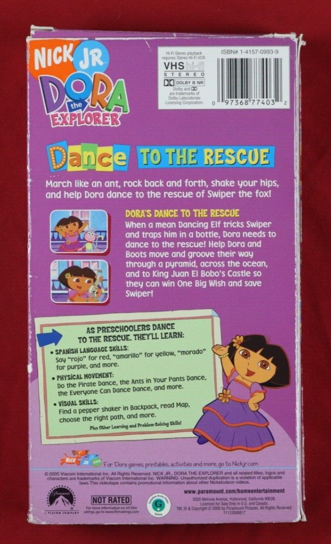 Nick Jr. Dora the Explorer Dance To The Rescue (VHS, 2005