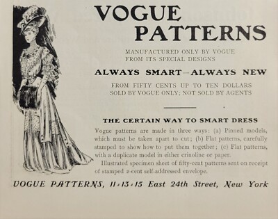 1905 Vogue Patterns Print Ad Edwardian Fashion Smart Dress New York Vintage Rare