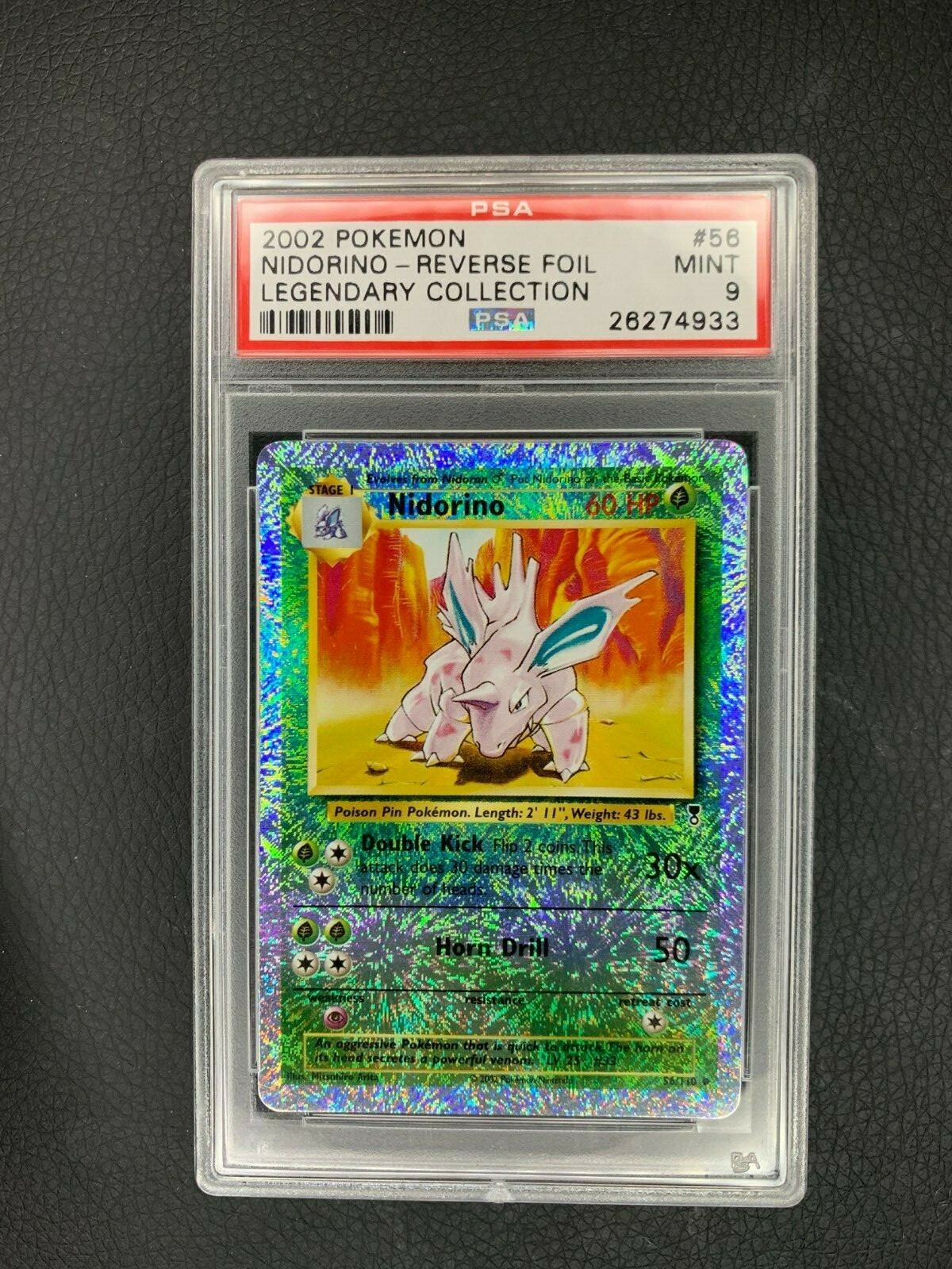 2002 Pokemon Legendary Collection Reverse Holo Nidorino #56 PSA 9