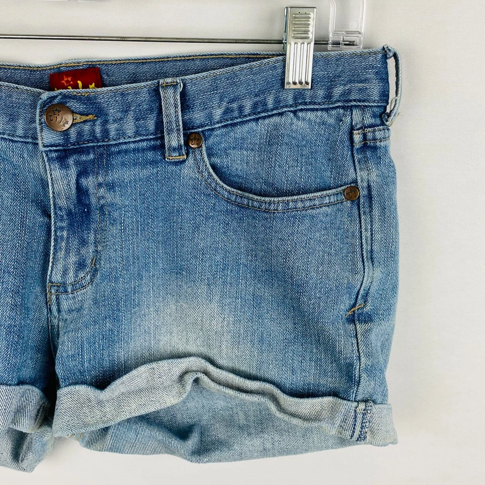 Pantalones Cortos de Jean Vintage Tilt Brand Juniors Teens 9 Lavado Claro con Puños * Foto 2 de 4