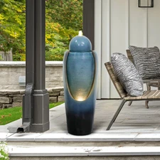 30.7”H Jar Shape Water Fountains for Outdoor Garden and Patio Decor Waterfalls