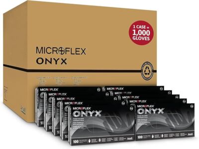 Microflex Onyx N64 Disposable Nitrile Glove, Large, Black, 1000/Case