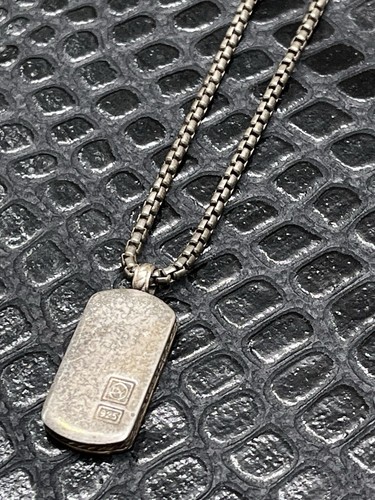 David Yurman 925 Sterlingsilber Tablet Erkennungsmarke Anhänger Herren Halskette Kette 18 Zoll - Bild 10 von 11