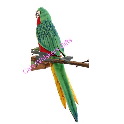 Hansa Red And Green Parrot Plush Stuffed Animal - Realistic 6.25" Tall Aviary Collection Toy