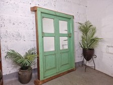 Large Reclaimed Vintage Indian Wooden Wall Window Frame Mirror Home Garden Decor