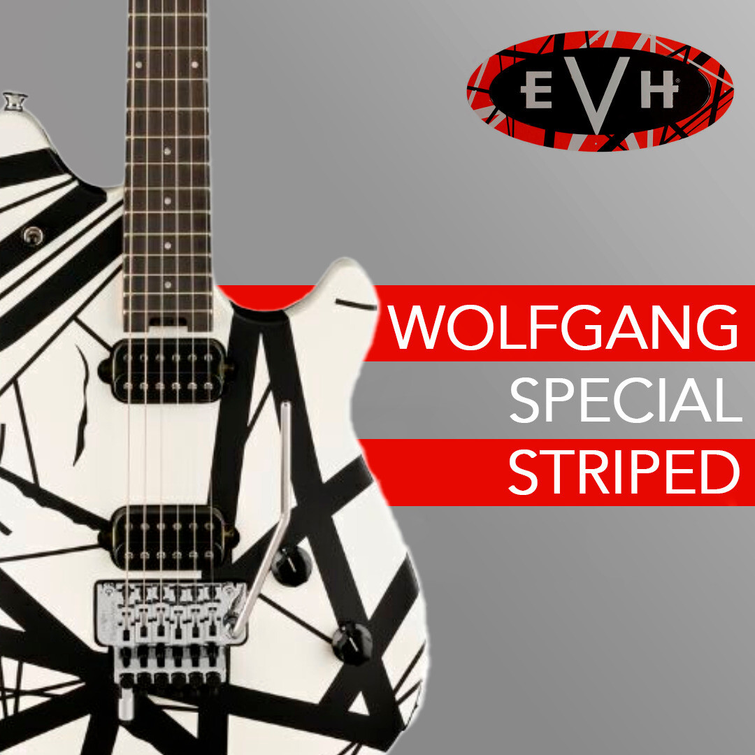 EVH Wolfgang Special Striped Electric Guitar Black and White