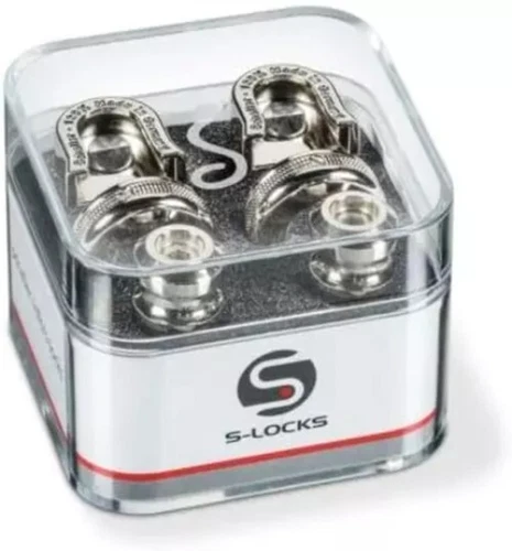 Schaller S Locks Guitar Strap Locks and Buttons (Pair) Nickel