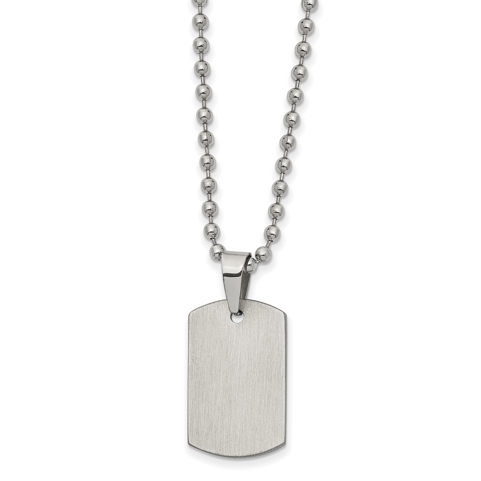 Solid Chisel Stnls Steel and Reversible Dog Tag Ball Chain Necklace - 22