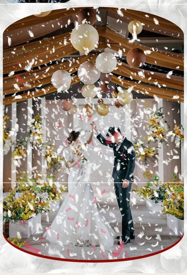 Confetti Feather Cannon 16 Inch Streamer party Hand-twist White Feather Cannon - Image 2 of 4