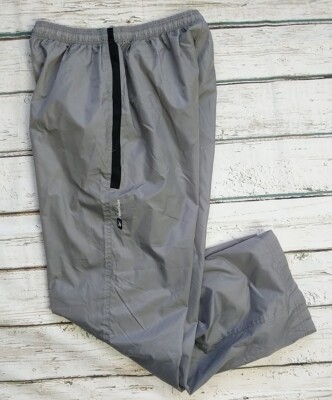 Reebok Windbreaker Track Pants~mens L~Gray Pull On Jogging Mesh Lined