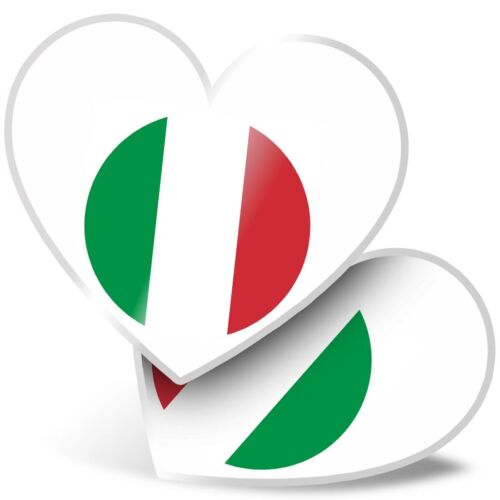 2 x Heart Stickers 7.5 cm - Italy Flag Map  #9066 - Afbeelding 1 van 9