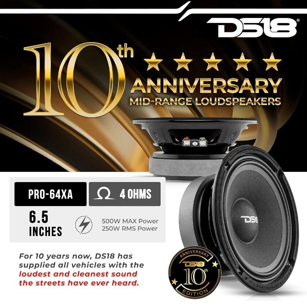 DS18 PRO-64XA 6.5" Altoparlante Car Audio 250W RMS 4 Ohm Mid-Bass