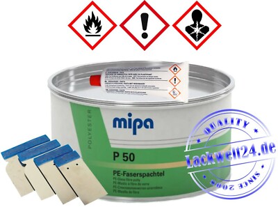 MIPA P50 - Faser-Spachtel, inkl. Härter, 875g Dose + 4 Metallspachtel