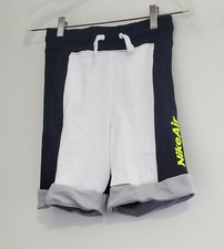Nike Big Boys Colorblocked French Terry Shorts White/Black/Volt CJ7858 Sz M-NWT