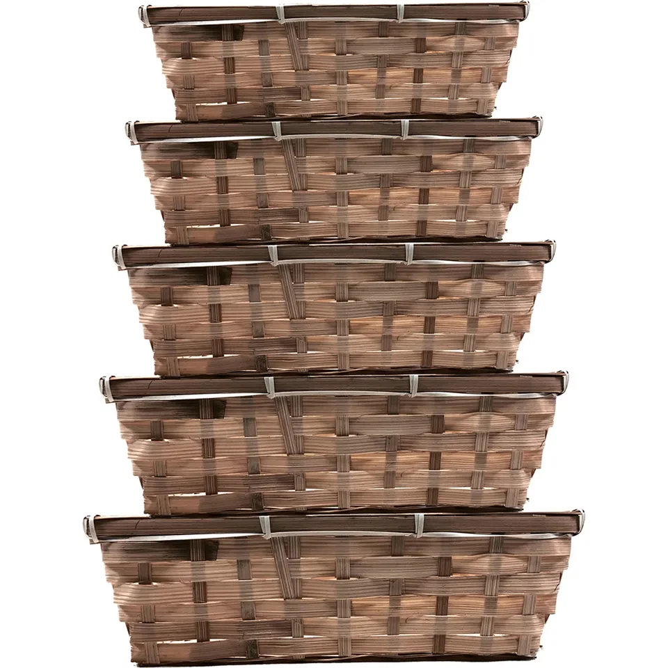 Wicker Gift Hamper Basket Empty Tray Shallow Storage Christmas Birthday Present - Image 2 of 4