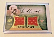 EARL CAMPBELL TEXAS 2013 UD QUANTUM GAME USED DUAL JERSEY AUTO 5/15 SIGNED CARD