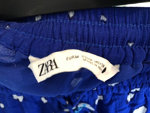 Zara new gorgeous maxi skirt boho embroidered blue printed lined size m 10-14 - Picture 14 of 22