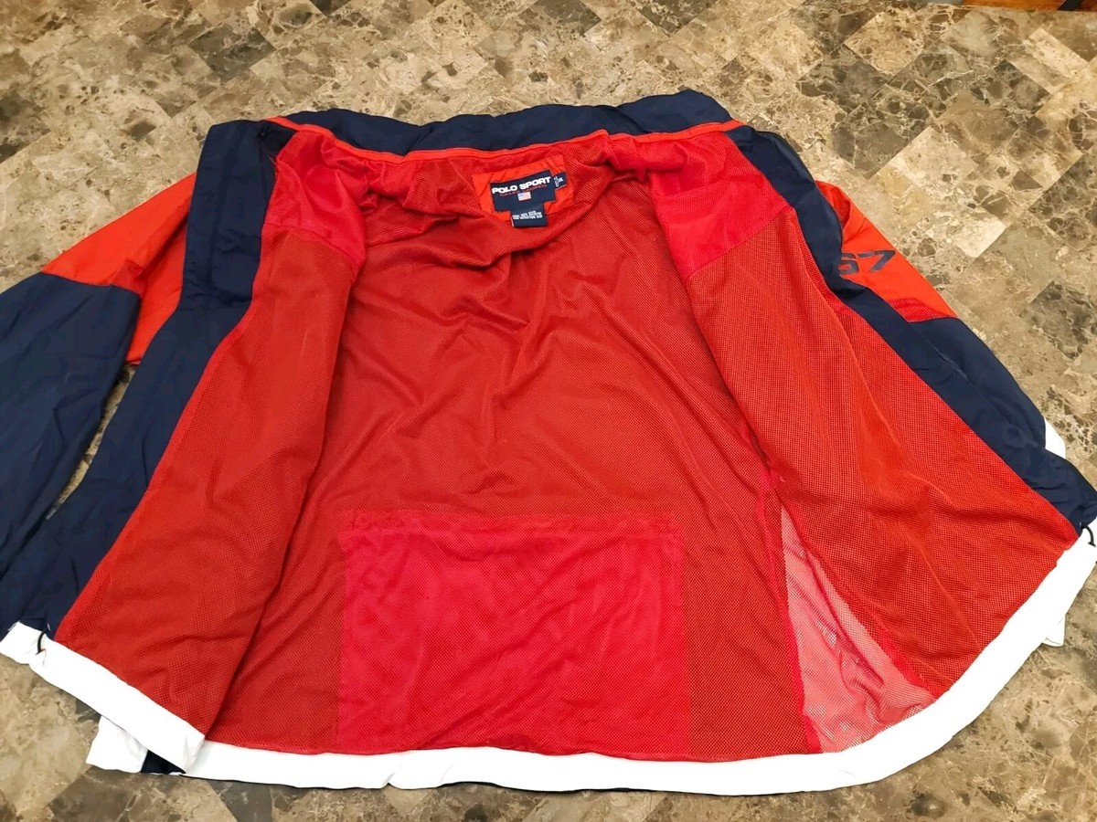 Vtg Polo Sport Ralph Lauren RL-67 Performance Full-Zip Red Blue