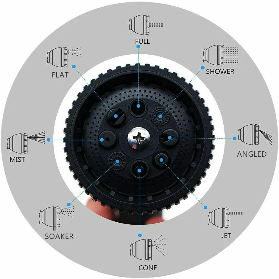 Garden Hose Metal Spray Nozzle Heavy Duty 8-Settings Thumb Control 1.2LB - Image 2 of 4